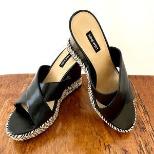 Nine West Hues 3 Slip On Wedge Heel Sandals, Size 9.5, Excellent Condition!